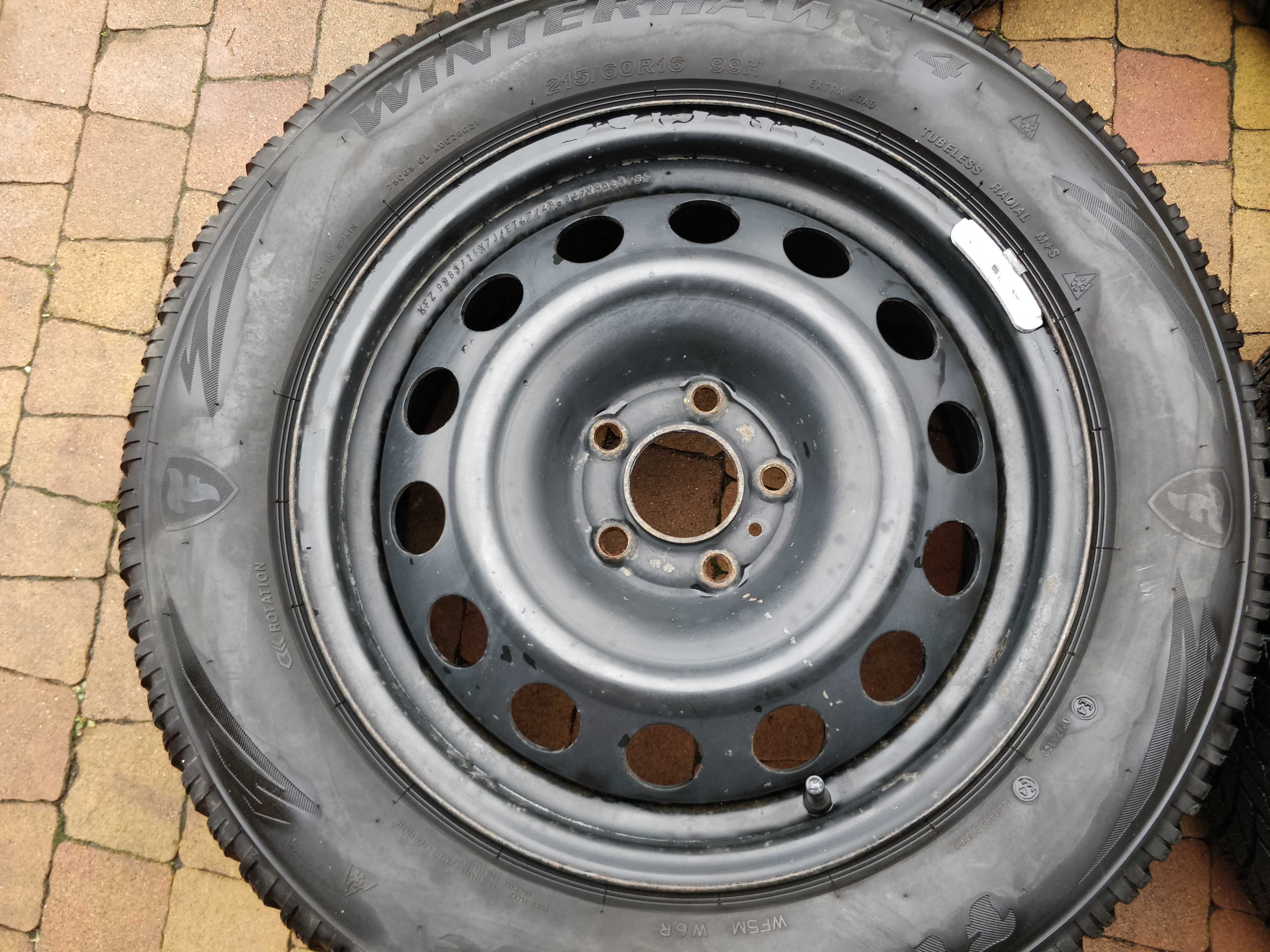 3300. Koła zimowe Peugeot 508, 5x108 ET47 215/60/16 2022r 6.5-7mm