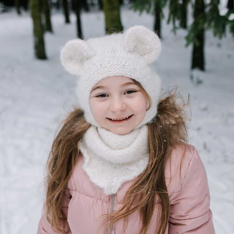 Czapka Biała Mysz alpaka/merynos