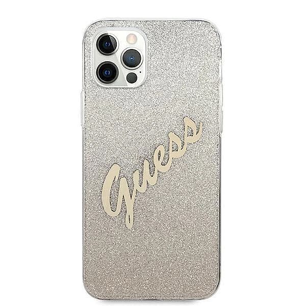 Etui Guess Glitter Gradient Script na iPhone 12 / iPhone 12 Pro - złot