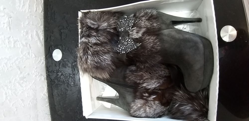 Сапоги натуральная замша  с чернобуркой на овчине европейка