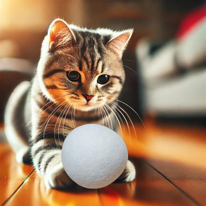 Kulki Wełniane dla Kota Zabawka 6 Szt Filcowe 38mm Ekologiczne Białe