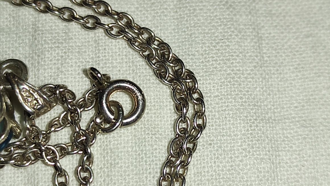 Серебряные серьги 925°, Кулон с голубым камнем и цепочка, браслет