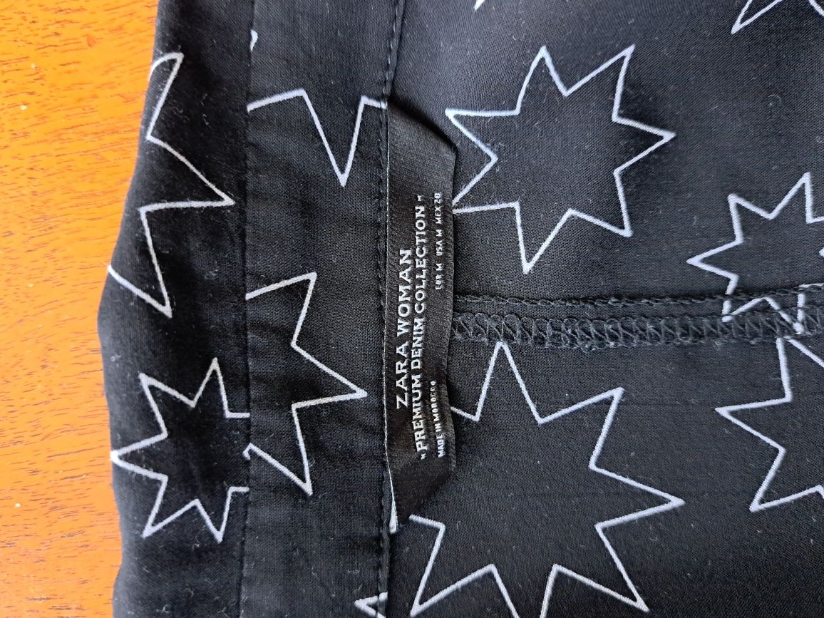 Zara woman  czarna bluzka koszulowa w gwiazdki wiskoza