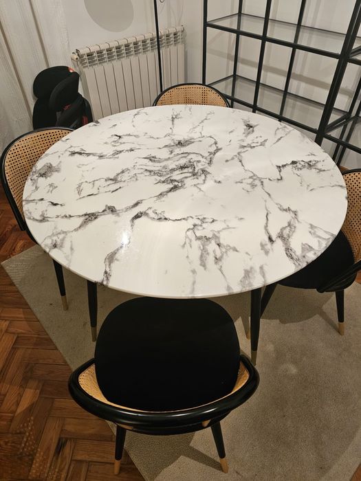 Mesa de vidro a imitar marmore 120cm