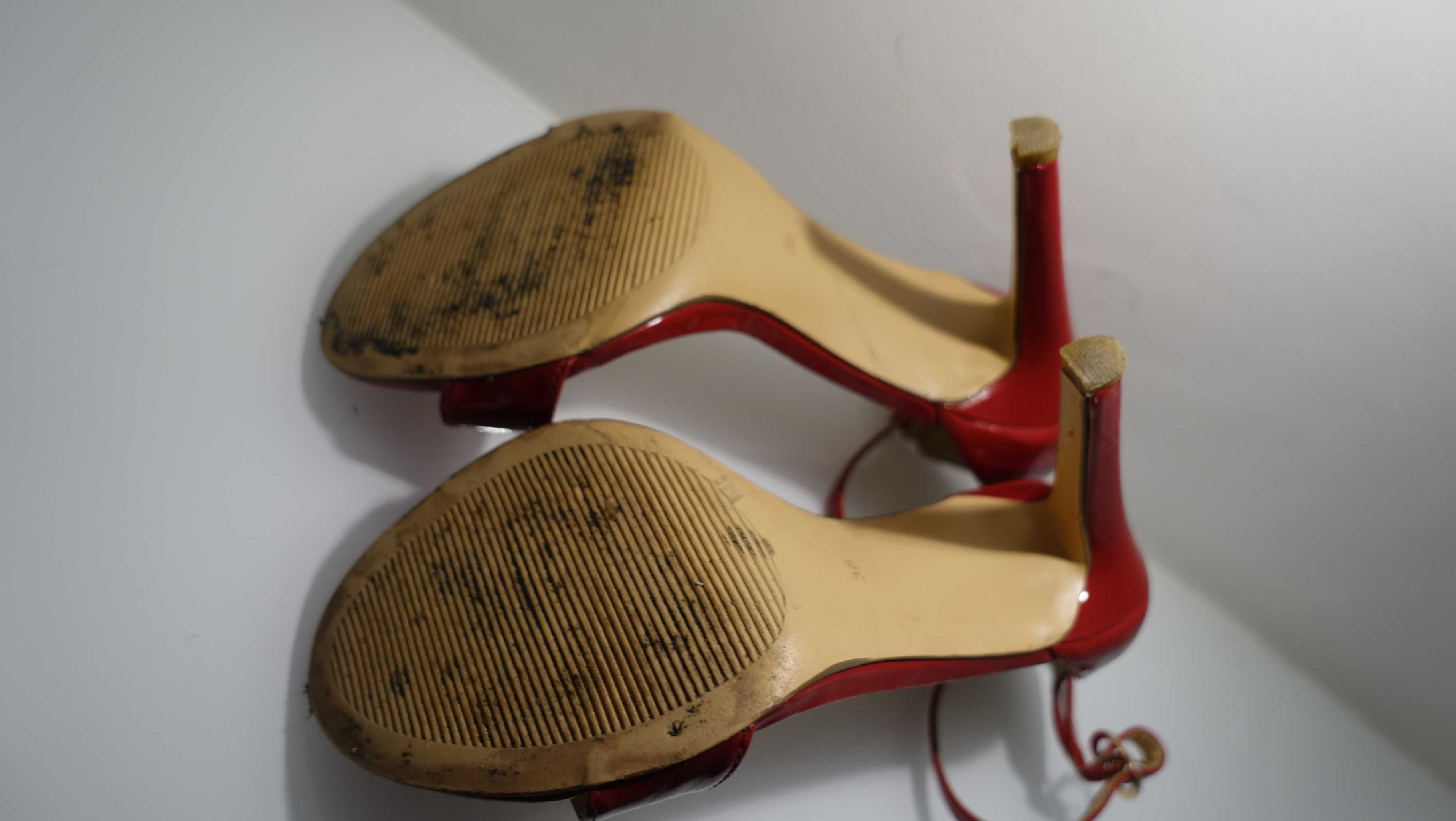 Sandały/buty na obcasie Catwalk, czerwone lakierowane , r.38