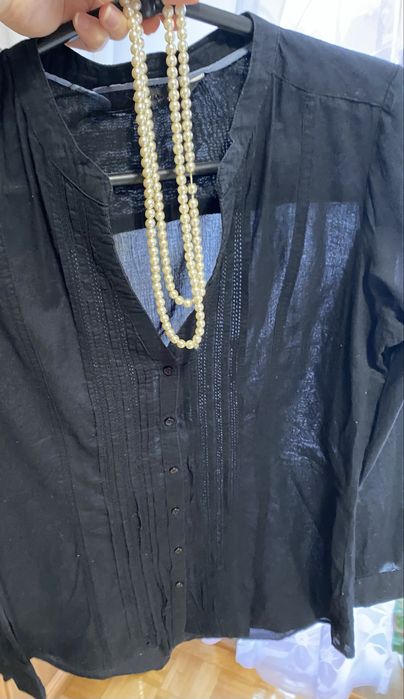 Czarna koszula bluzka tunika Massimo Dutti 100% bawełna M długi rękaw