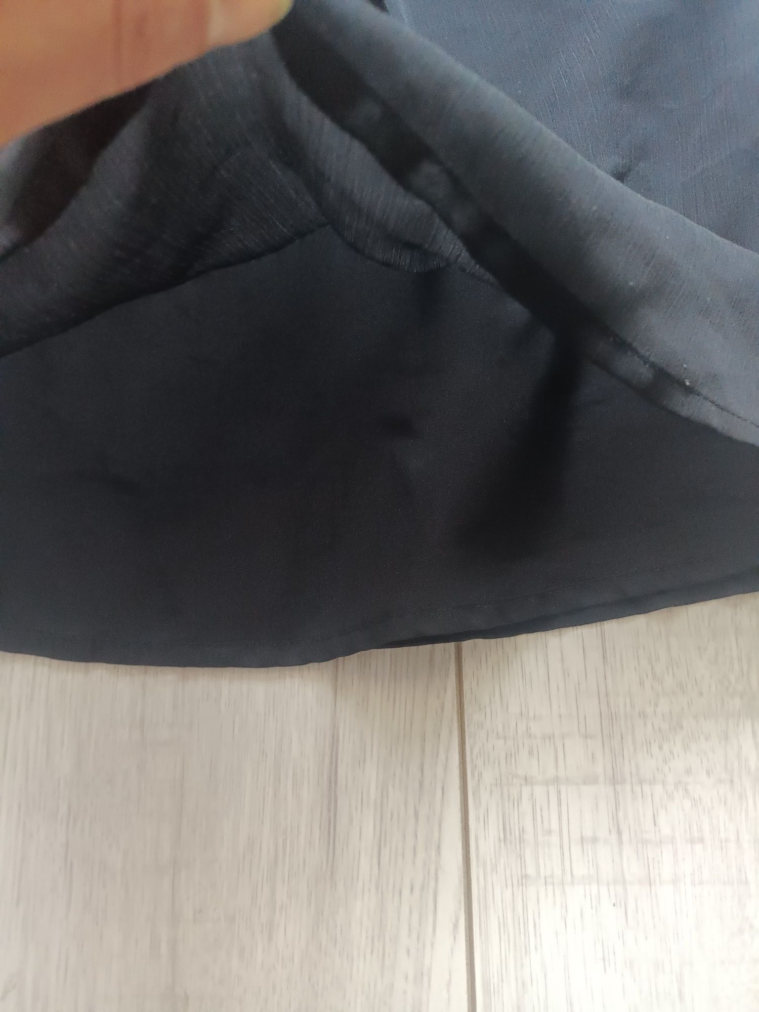 Bluzka elegancka czarna koszula krótki rękaw 116 122cm kołnierz cekiny
