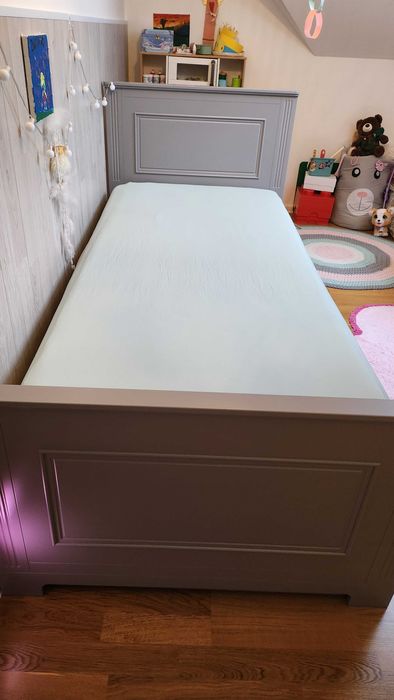 Lozko drewniane/szare 90/200