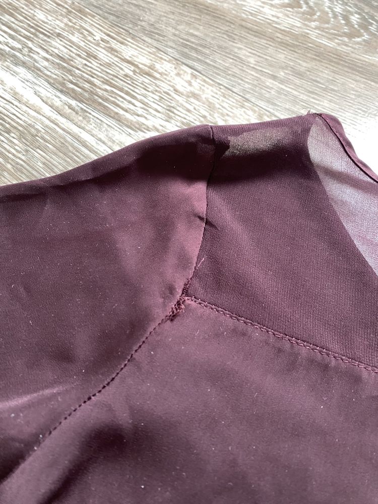 Elegancka wizytowa bluzka z rękawem na 3/4 purpurowa burgundowa