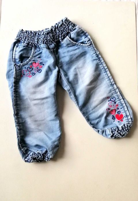 jeansowe bawełniane spodnie dla dziewczynki 12-18mies 86cm