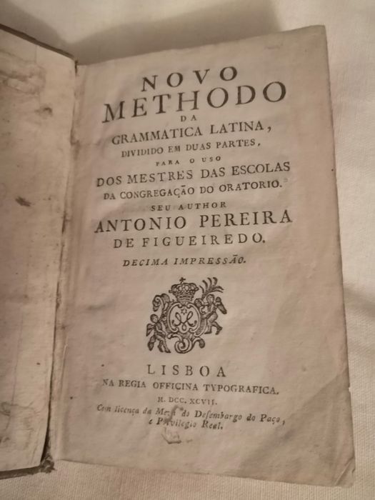 Livro "NOVO METHODO Da Grammatica Latina"