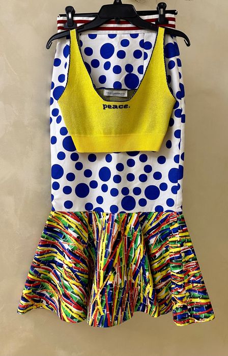 Спідниця в горох STELLA JEAN котонова міді топ Vika Adamskaya жовтий M