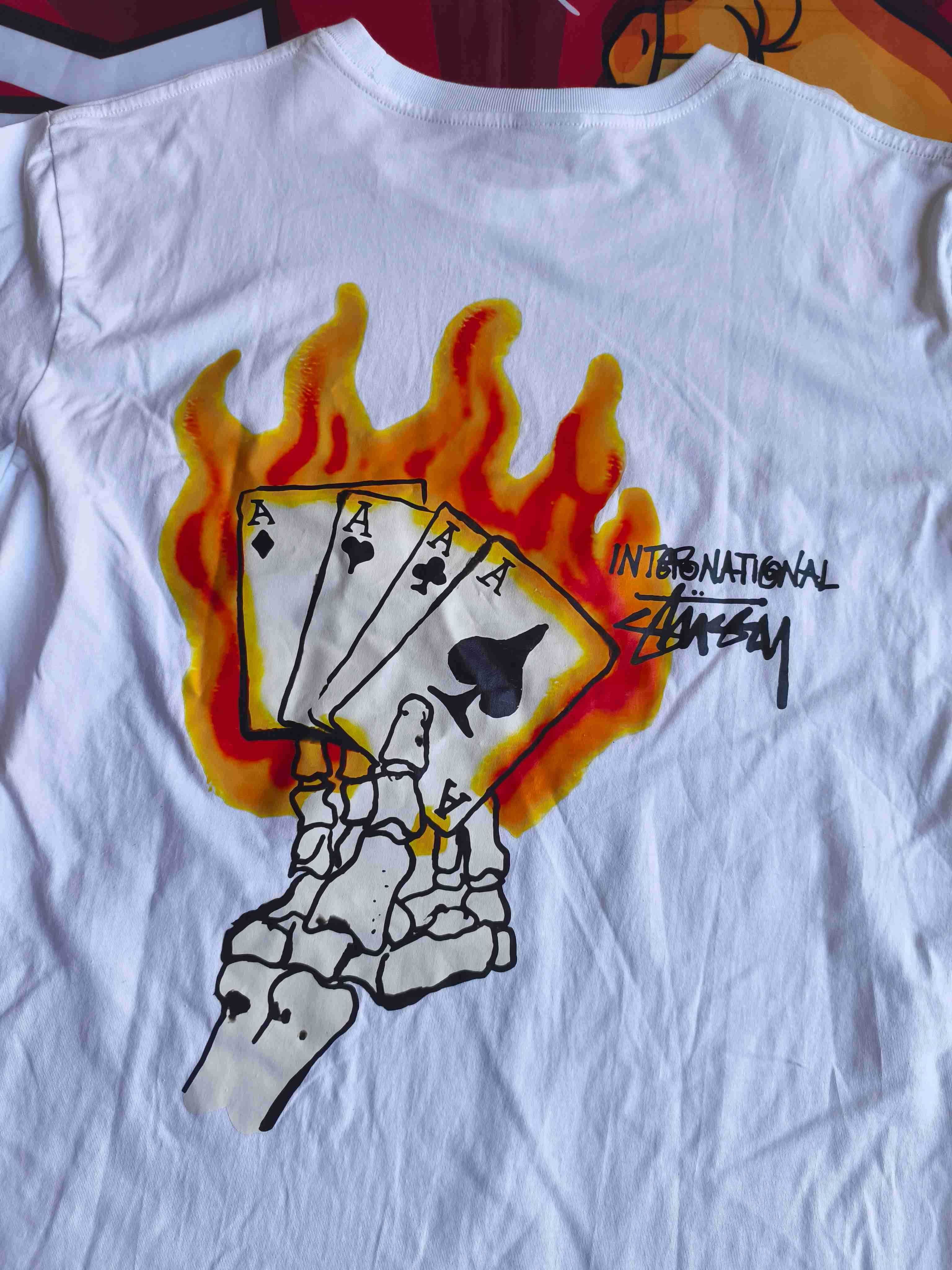 Stussy,Męska biała koszulka z nadrukiem letnim, rozmiar XL