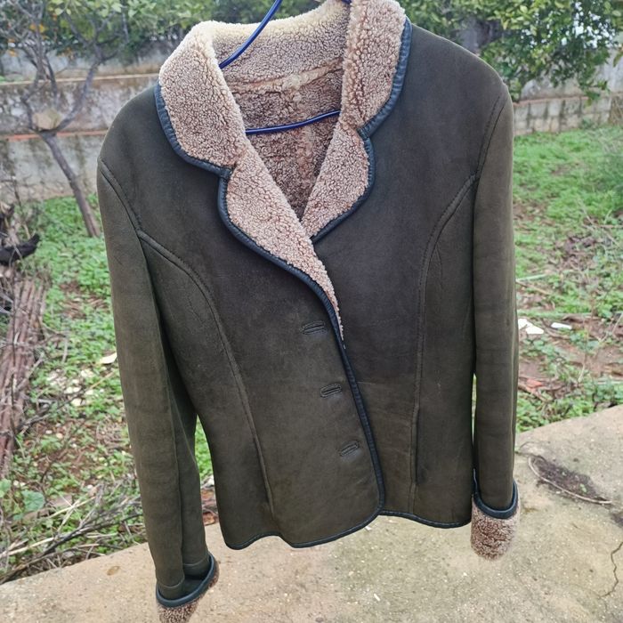 Casaco de pele genuína castanho