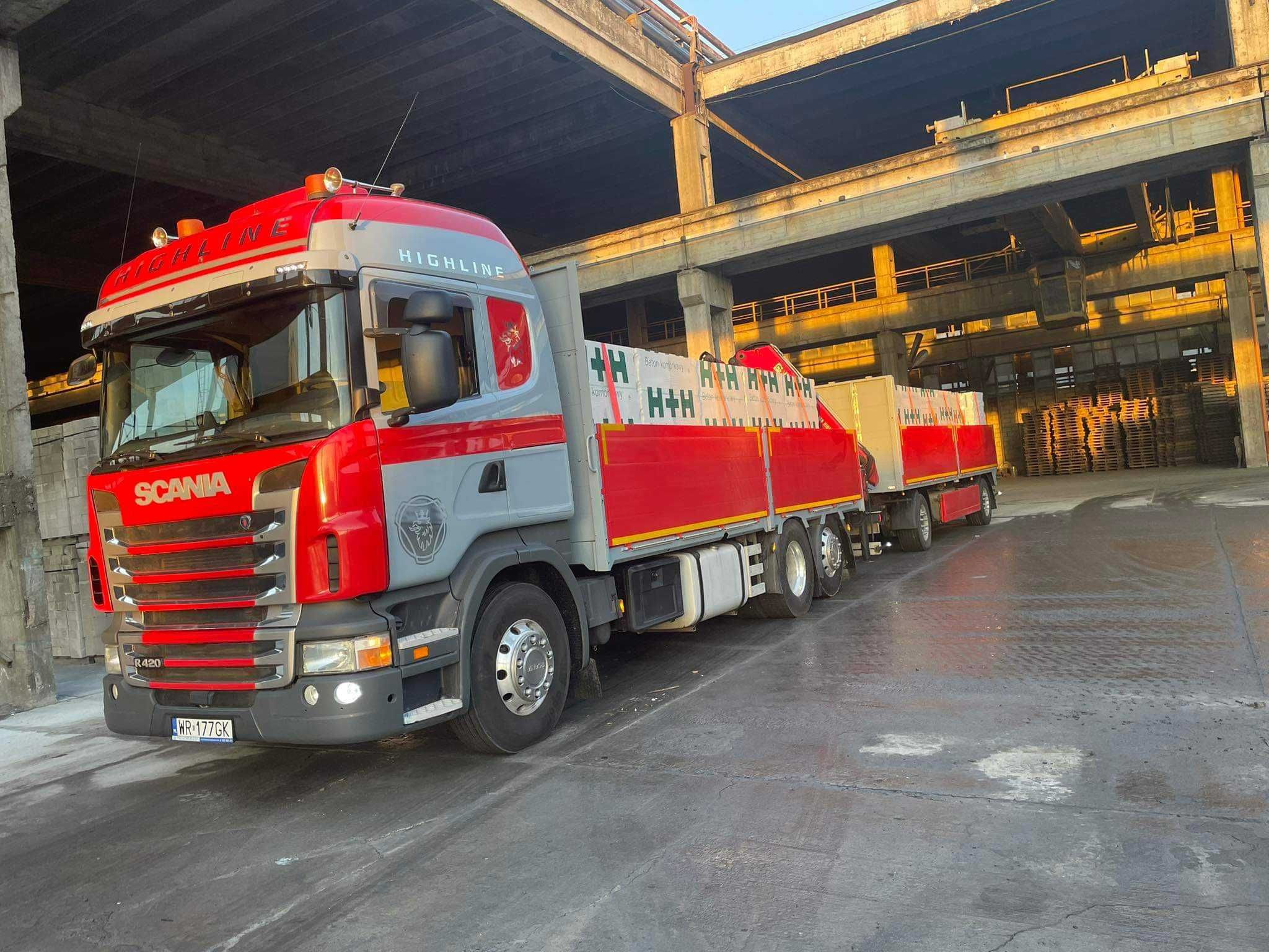 Usługi transportowe HDS, Transport pustaków, kostki brukowej, maszyn.