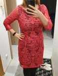 Sukienka H&M malinowa czarna koronkowa M 38 L 40