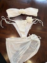 Komplet bikini strój kąpielowy 3-częściowy róża