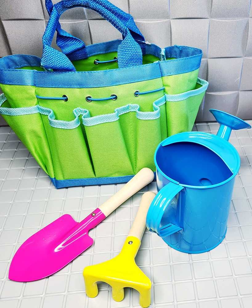 Kolorowe narzędzia ogrodnicze + torba nowy zestaw dla dzieci