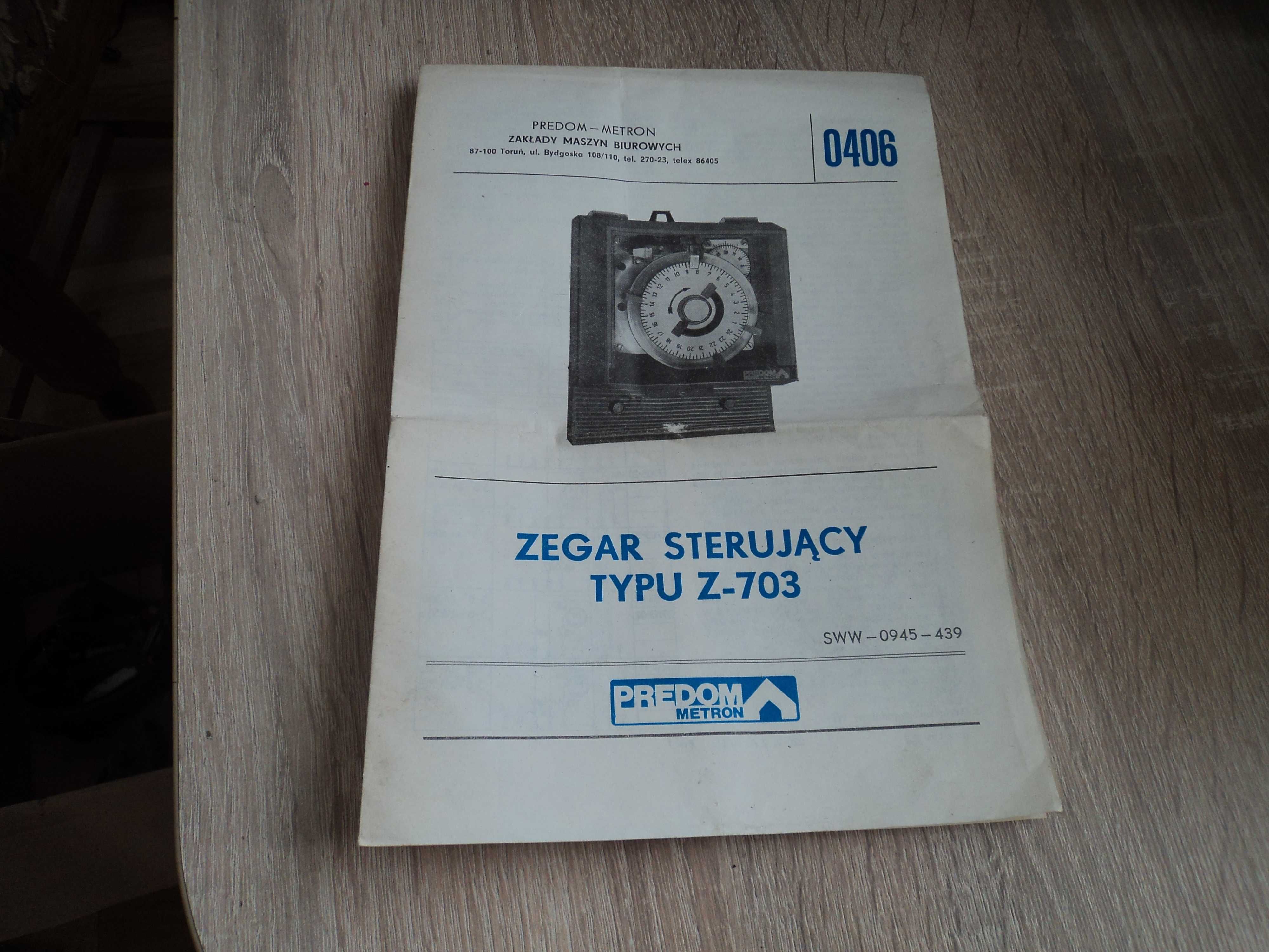 Zegar sterujący typu Z - 703 instrukcja obsługi