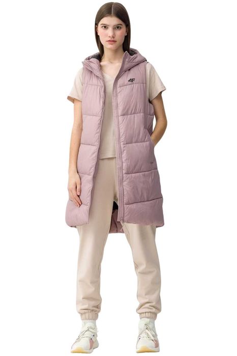 Długi bezrękawnik puch wypełnienie syntetyk damski 4F: różne rozmiary