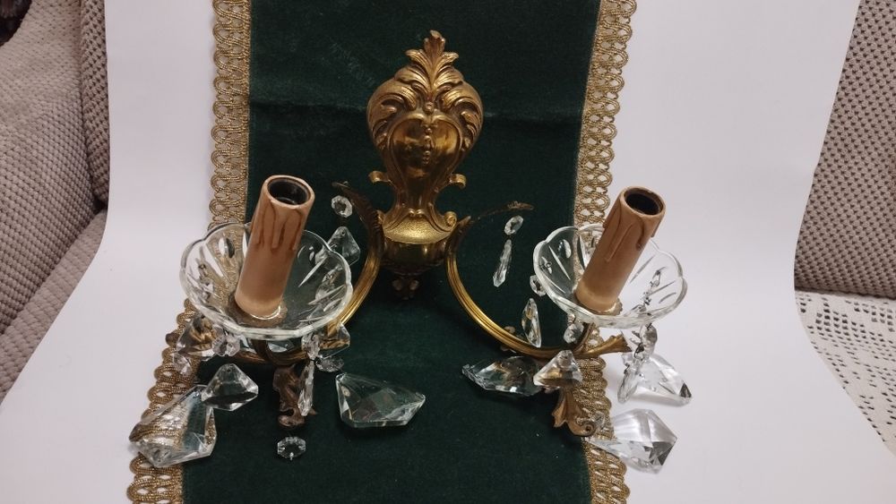 Старовинна бра.Світильник.Кришталь.Бельгіяя