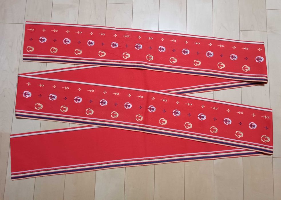 Hanaba obi japoński pas do kimono yukaty czerwony uniseks
