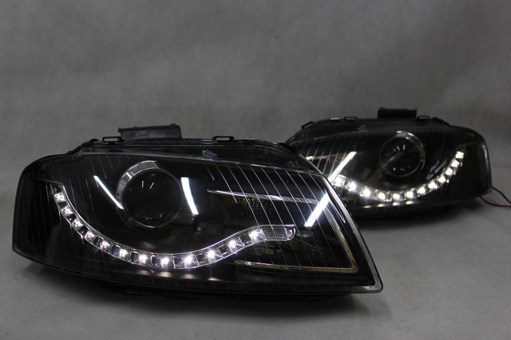Reflektory lampy przednie przód AUDI A3 8P 03-08 TUNING BLACK LED IGŁA