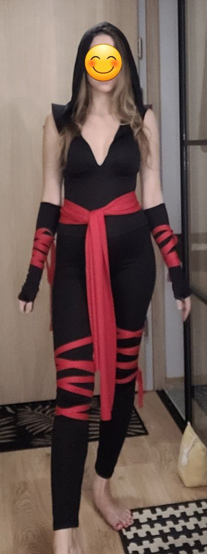 Silent Ninja Set czarno-czerwony kostium na Halloween bal S/36 M/38