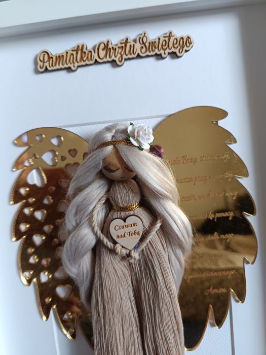 Anioł stróż ,makrama imię prezent komunia chrzest urodziny