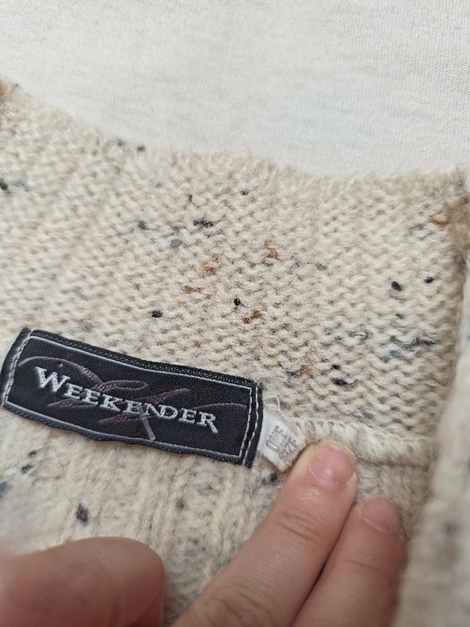 Kardigan damski 100% wełna miękki mięsisty ciepły tweed oversize