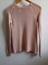 Pudrowo różowy sweterek z odkrytymi plecami 36 S