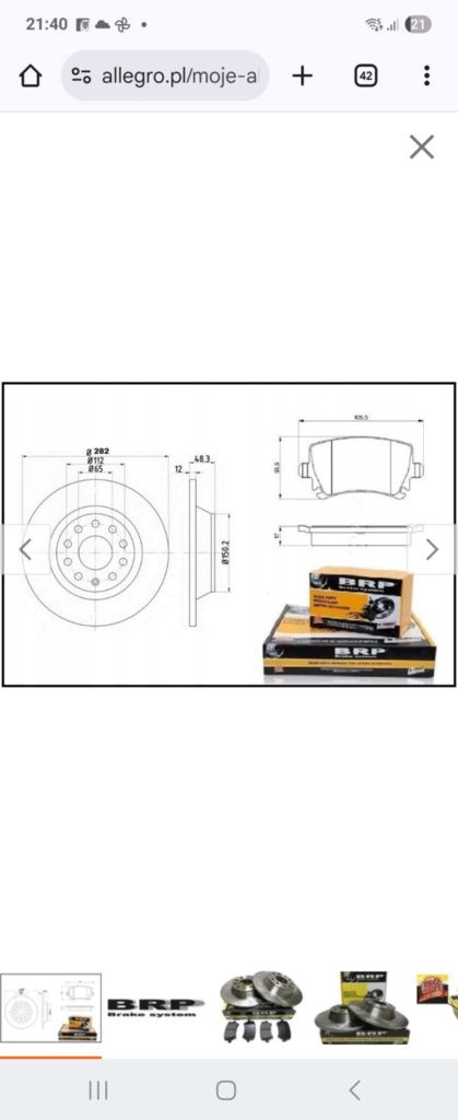 Tarcze klocki VW Touran Passat