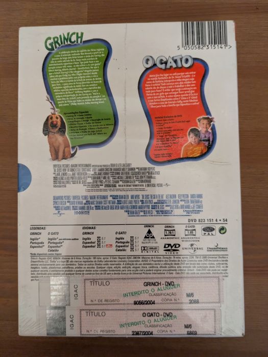 DVD NOVO e SELADO - PACK Dr. Seuss " Grinch + O Gato "