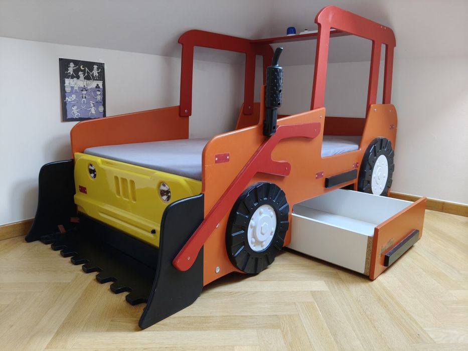 Łóżko dziecięce dla chłopca koparka spychacz 160x90
