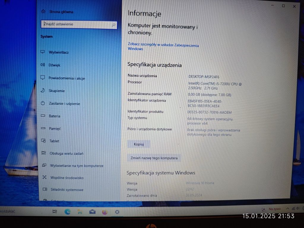 Laptop HP - 17X116DX I5-7200 SSD 256gb Bardzo dobry stan