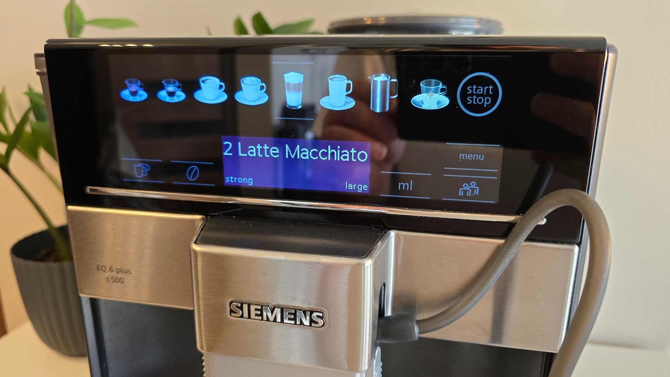 Ekspres SIEMENS EQ6 plus S500, wyświetlacz dotykowy, ulubione, 19 bar