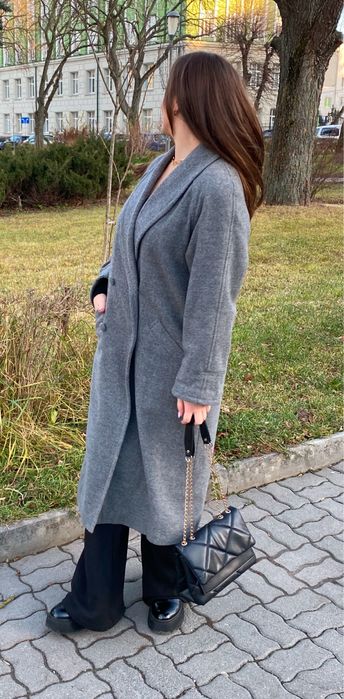 Пальто осінь-весна сіре шерсть