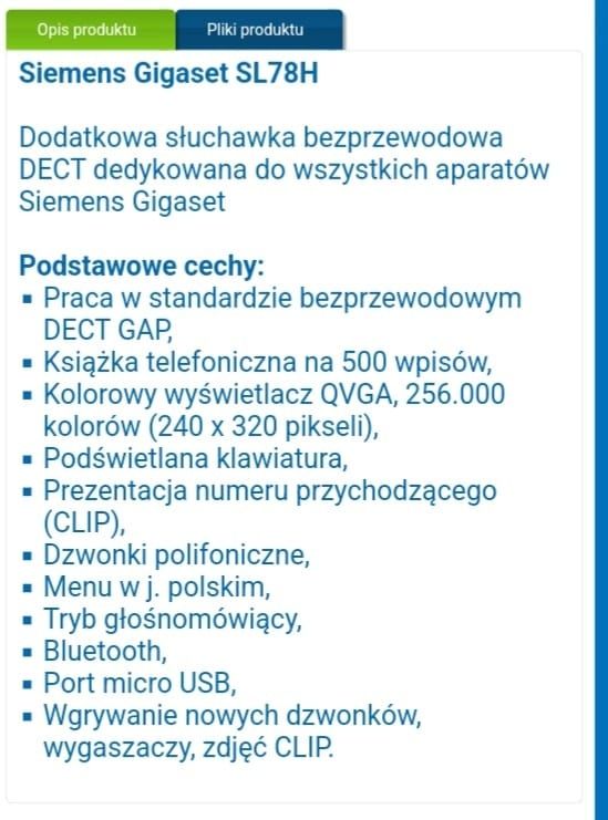 Luksusowy bezprzewodowy GIGASET SL78H wraz ze stacją GIGASET SL785