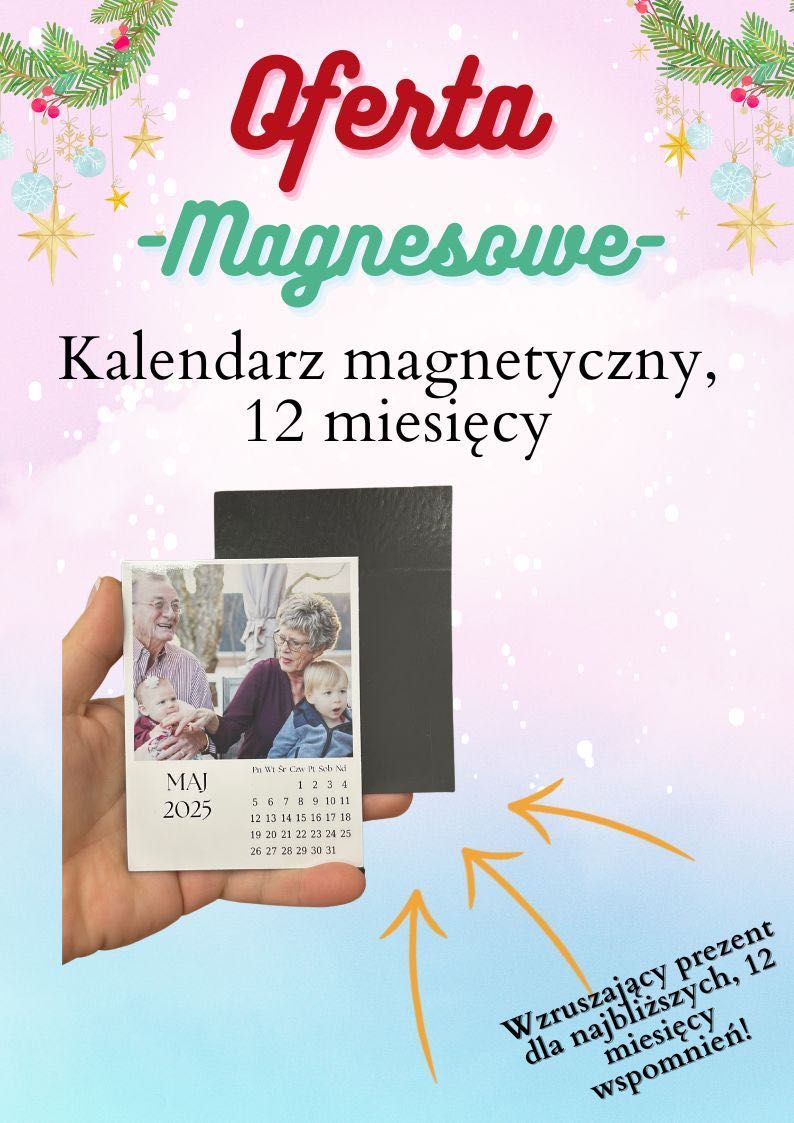 Kalendarz personalizowany z Twoim zdjęciem magnes na lodówkę prezent