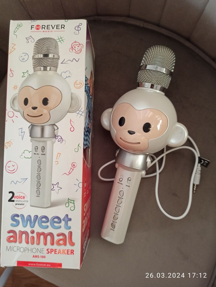 Mikrofon z głośnikiem dla dzieci, forever, małpka