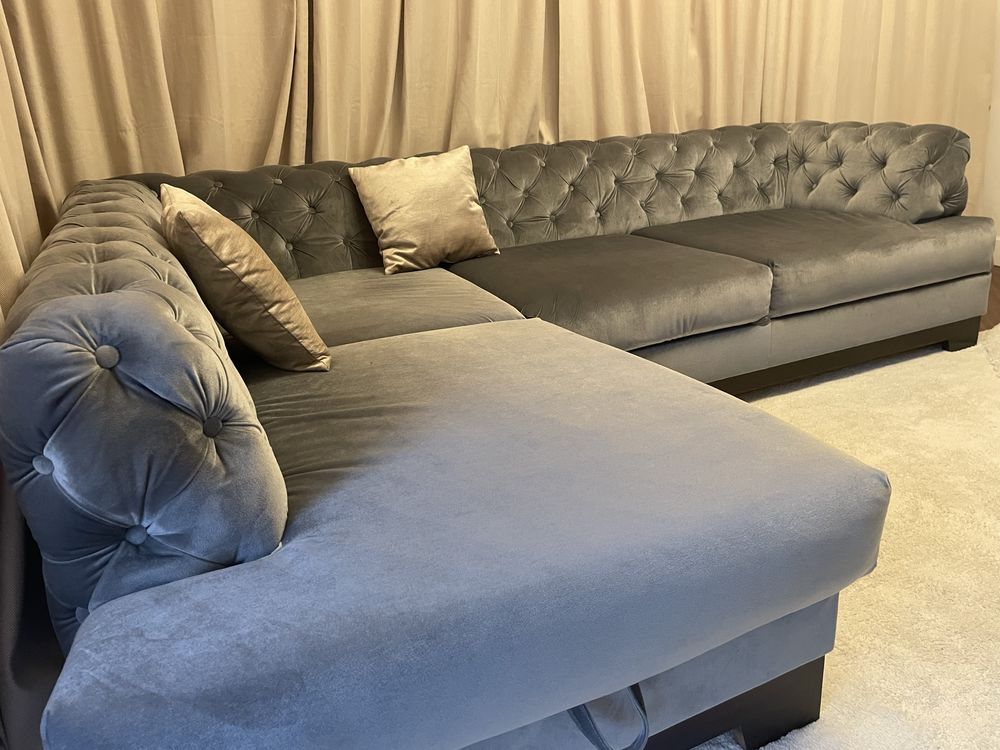 Sofa pikowana Kanapa rozkładana Silver