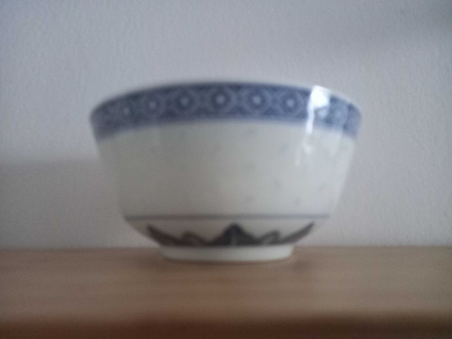 Taça chinesa azul e branca