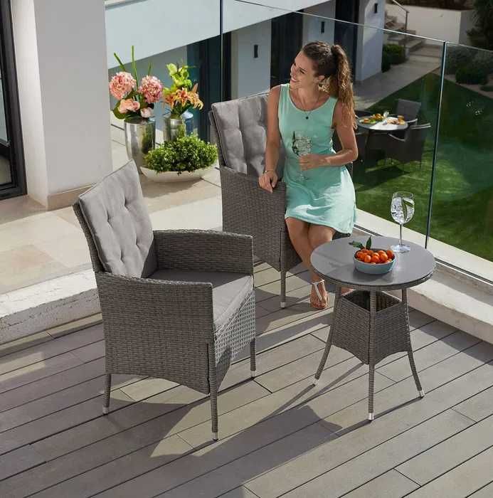 Meble ogrodowe Milan Konifera 2 fotele + stół 50 cm, polirattan