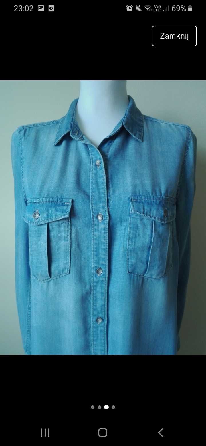 H&M Długa Koszula Jeansowa, Rozmiar S