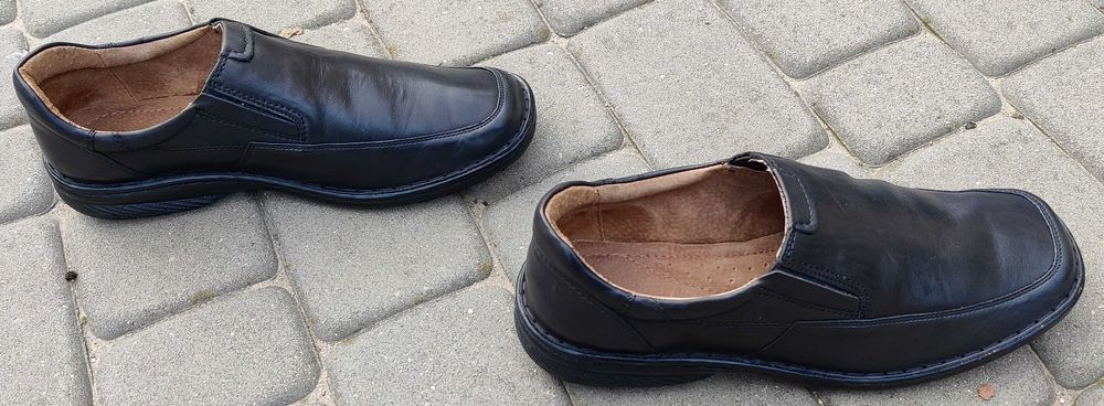 Buty skórzane męskie Łukbut półbuty mokasyny czarne 44