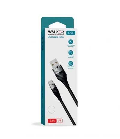 USB кабель Walker C735 lightning 3.1A 1m black
