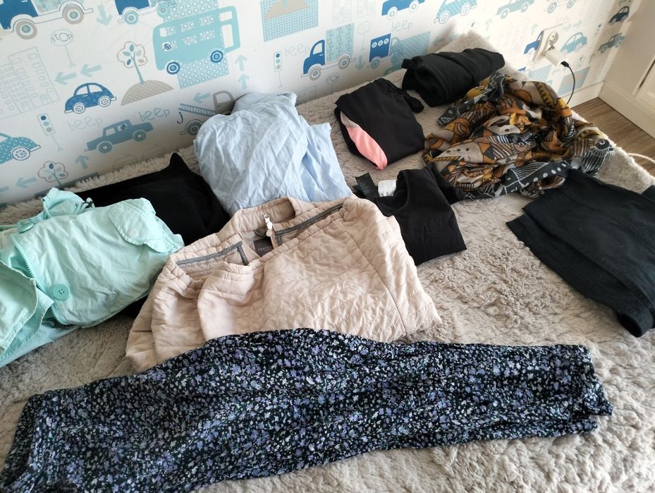 Zestaw spodnie wiskoza w kwiaty, bluzka Solar z wiskozy, bluzka Esprit