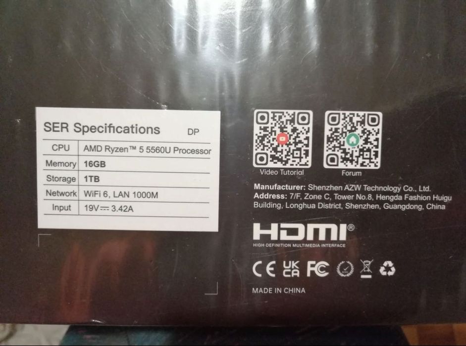 Mini PC Beelink SER5 Ryzen 5 5560U 16GB 1TB