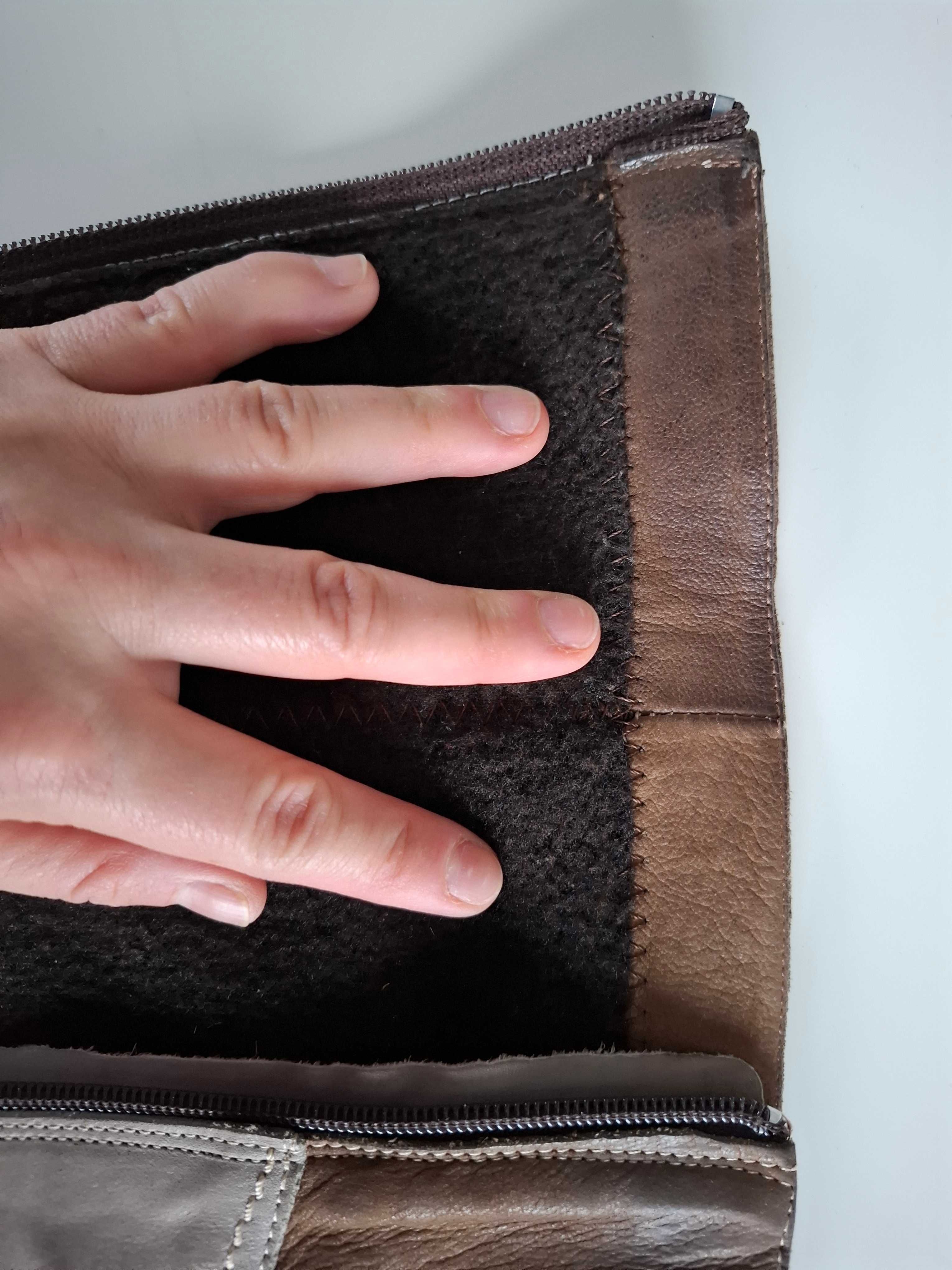 Damskie kozaki, wysokie botki, buty ze skóry 36