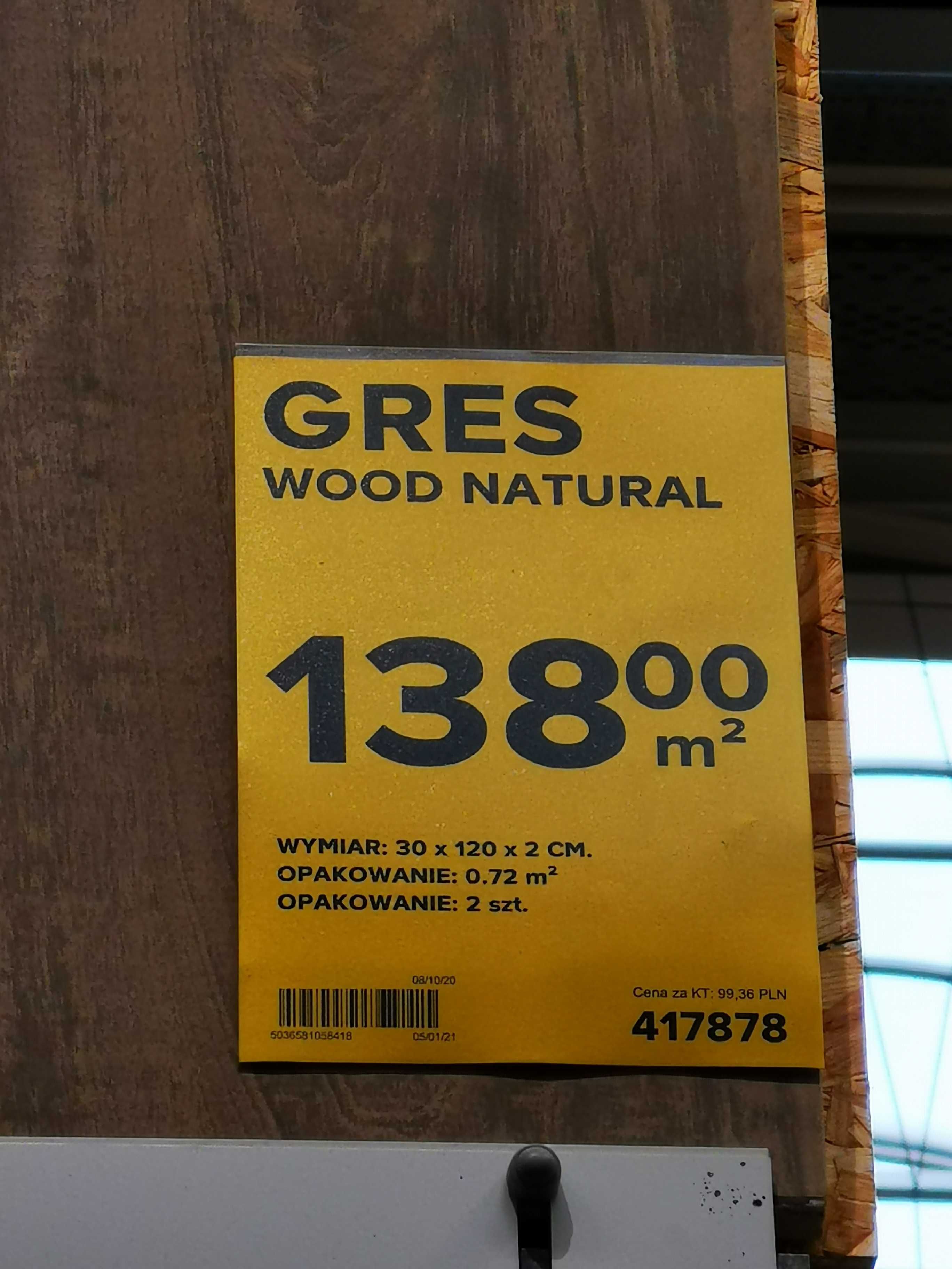 Gres Wood Natural 120x30 bardzo gruby - do tarasów wentylowanych